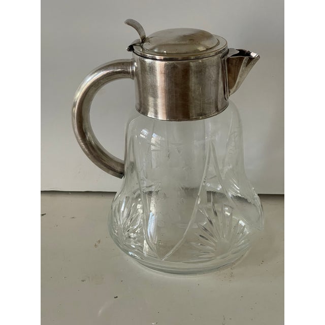 20 Th C Gorgeous Crystal Cut Silverplate Water Jug For Sale - Image 4 of 6