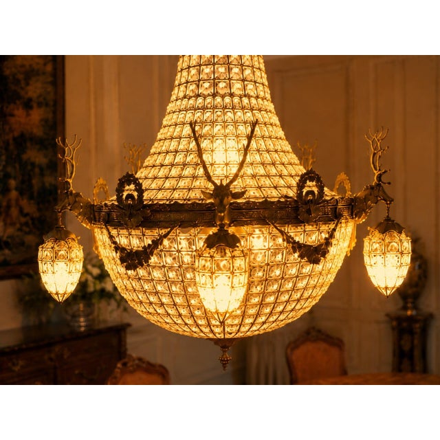 Late 20th Century Late 20th Century French Louis XVI Gold Deer Chandeliers - Pair For Sale - Image 5 of 18