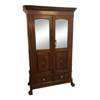 Rosewood With Recessed Satinwood - Inlay Armoire For Sale