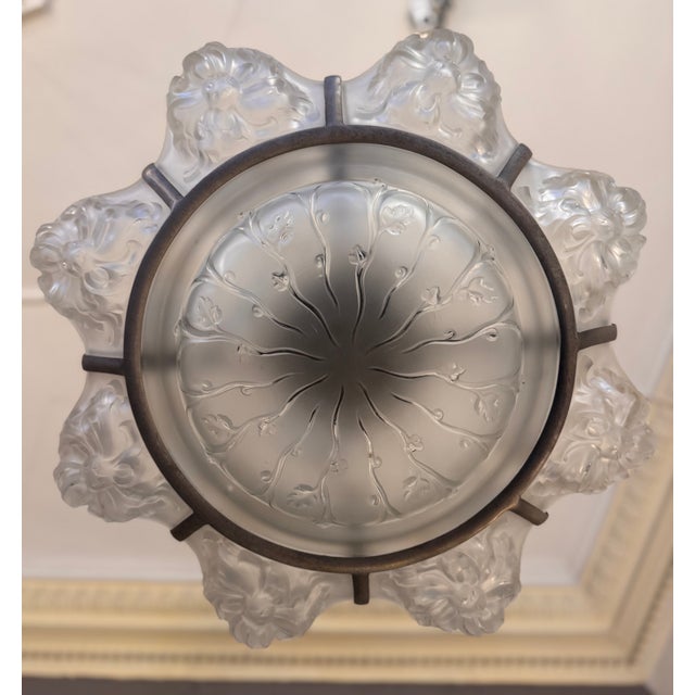 Art Deco Chandelier with Eight Panels from Sabino Paris, 1925 For Sale - Image 9 of 18