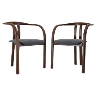 Dining Chair in Grey Bouclé Fabric by Ton, 1980s For Sale