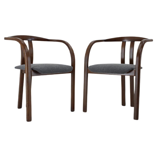 Dining Chair in Grey Bouclé Fabric by Ton, 1980s For Sale