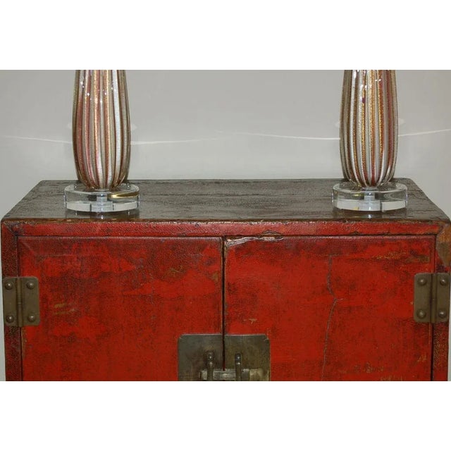 Metal Vintage Murano Glass Lamps Lavender White For Sale - Image 7 of 8