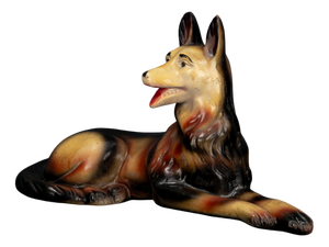 Naive Style Stoneware German Shepherd Sculpture, 1980s