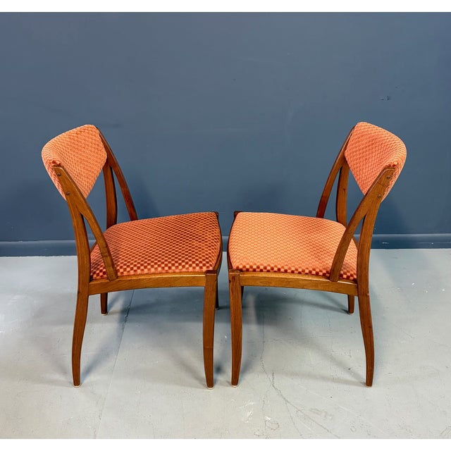 Barney Flagg 1950s Attributed to Barney Flagg for Drexel Walnut Dining Chairs Set of Six For Sale - Image 4 of 12