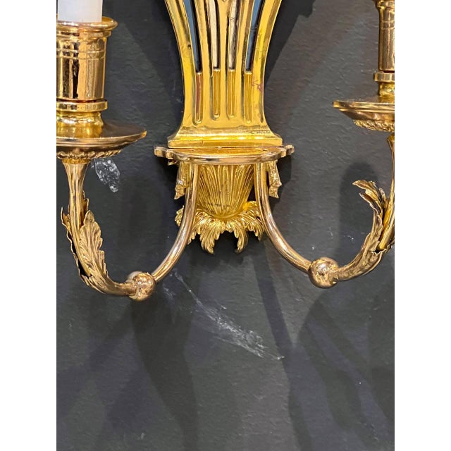 Bronze 1920 Caldwell Bronze Sconces With Mirror and Cobalt Glass For Sale - Image 8 of 10