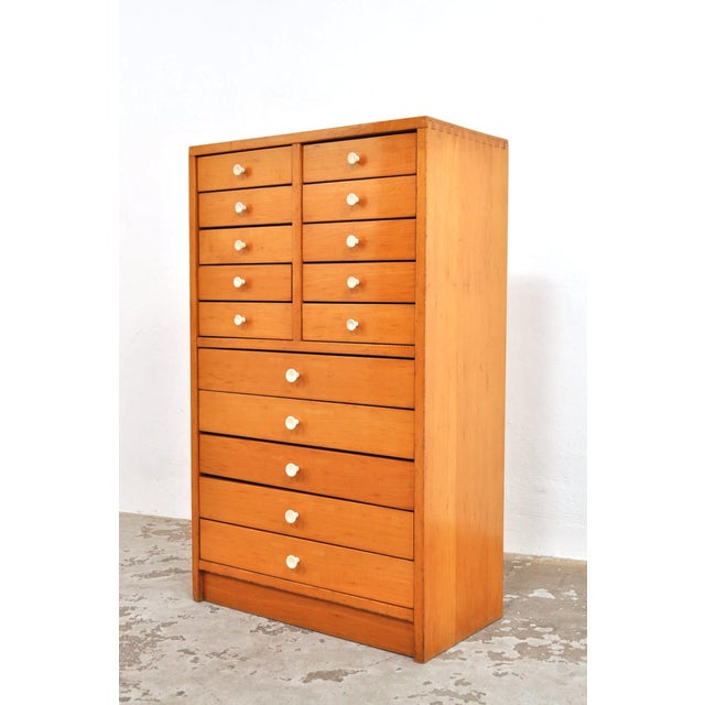 Wood Vintage School Chest of Drawers in Beech, 1950s For Sale - Image 7 of 10