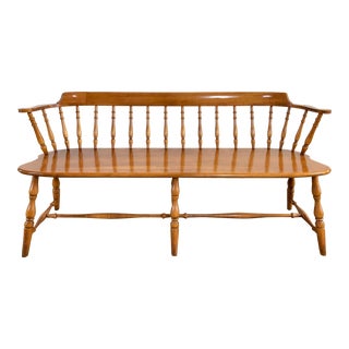 Vintage Windsor Style Maple Wood Bench For Sale