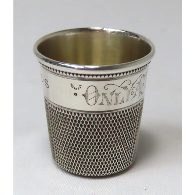Antique Sterling Silver "Only a Thimble Full" Motto Giant Sewing Thimble Shot Glass For Sale In Boston - Image 6 of 13