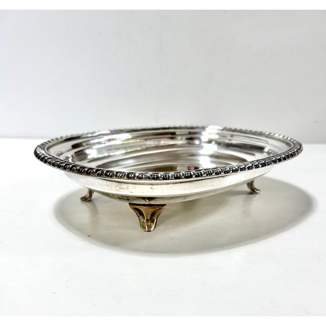 Vintage Silverplate Footed Gallery Serving Tray With Rope Edge – Small Cocktail / Barware Dish / l.b.s. Co. For Sale In Louisville - Image 6 of 13