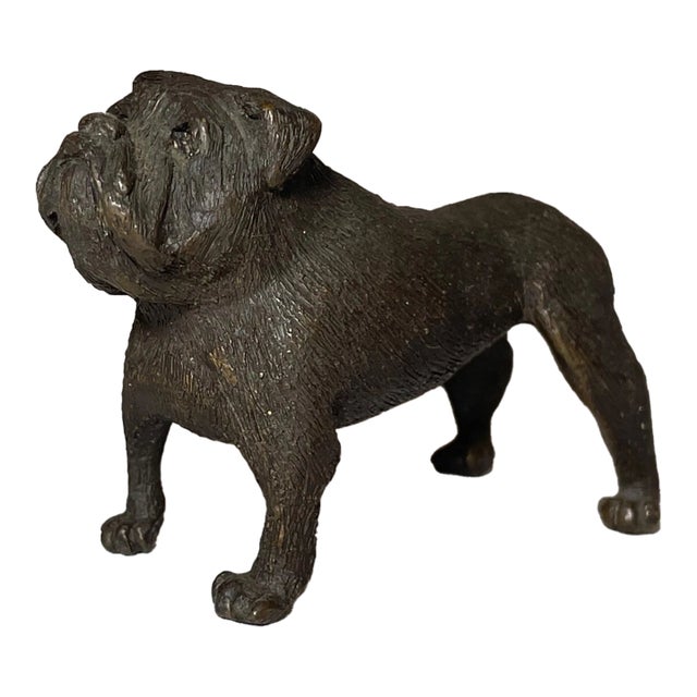 Antique Austrian Miniature Bronze Dog Bulldog Statue Figure Sculture Realistic For Sale
