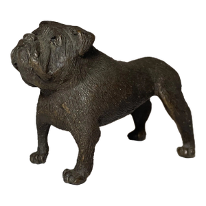 Antique Austrian Miniature Bronze Dog Bulldog Statue Figure Sculture Realistic
