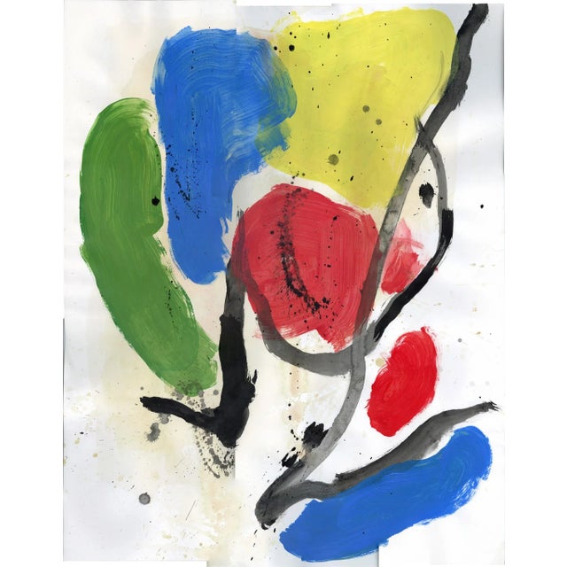 Abstract "Homage to Miro Iii" Original Watercolor Painting For Sale - Image 3 of 3