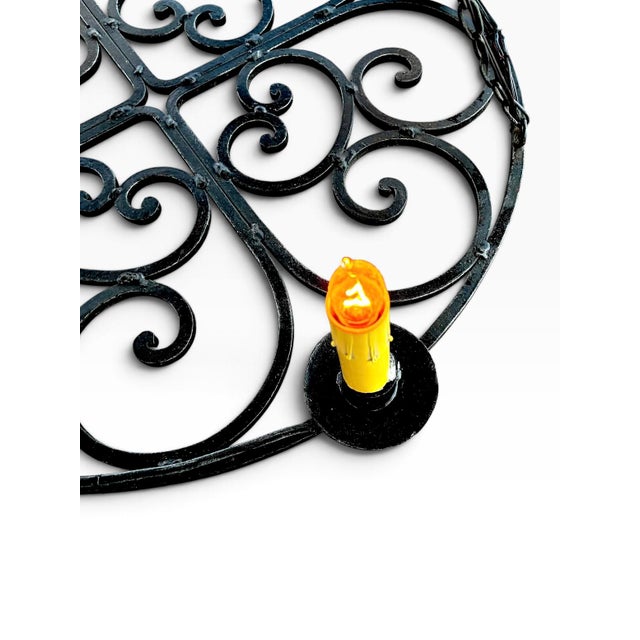 Black Antique Gothic Hand-Forged Wrought Iron Corona Four Light Chandelier For Sale - Image 8 of 12