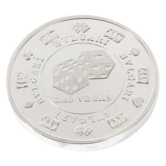 Bvlgari Bulgari sterling silver-gilt oversized casino paperweight coin "Vegas", circa 1960s. This is a very cool and rare...