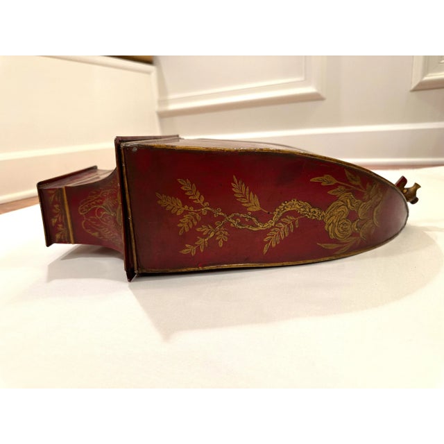 Vintage Asian Chinoiserie Tole Lavabo Wall Object Red and Gold - 2 Piece Set For Sale - Image 10 of 12