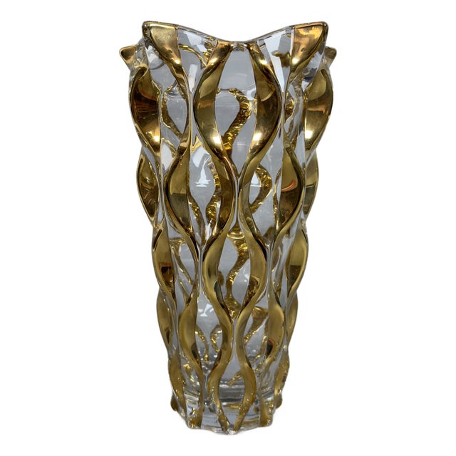 Modern Murano Style Clear and Golden Glass Vase from CC Zecchin For Sale