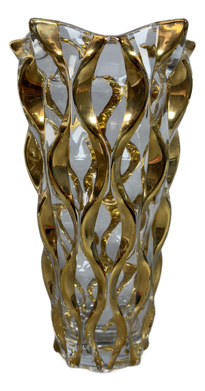 Modern Murano Style Clear and Golden Glass Vase from CC Zecchin