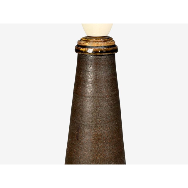 Ceramic 1960s Nils Kähler, Large Table Lamp, Brown Glazed Stoneware For Sale - Image 7 of 12