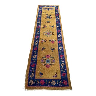 Antique Art Deco Chinese Runner 2.6' X 8.10' (76cm X 269cm) 1920s For Sale