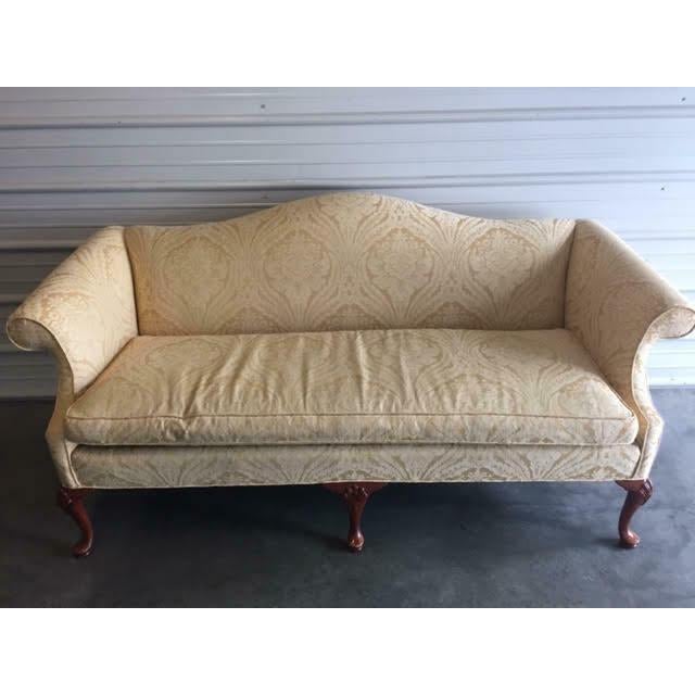 Vintage 70" Hickory Highland House Yellow Upholstered Chippendale Sofa For Sale - Image 12 of 12