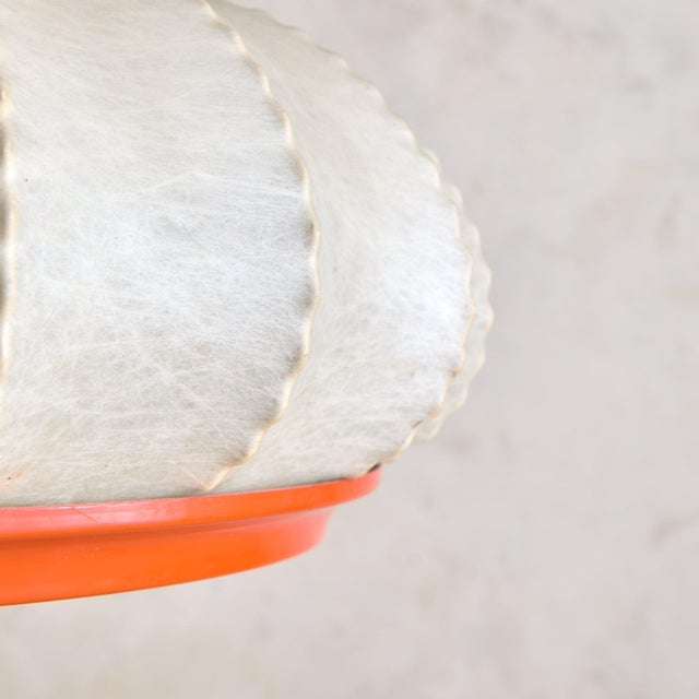 1960s Mid-Century Modern Italian Orange Cocoon Pendant For Sale - Image 9 of 12
