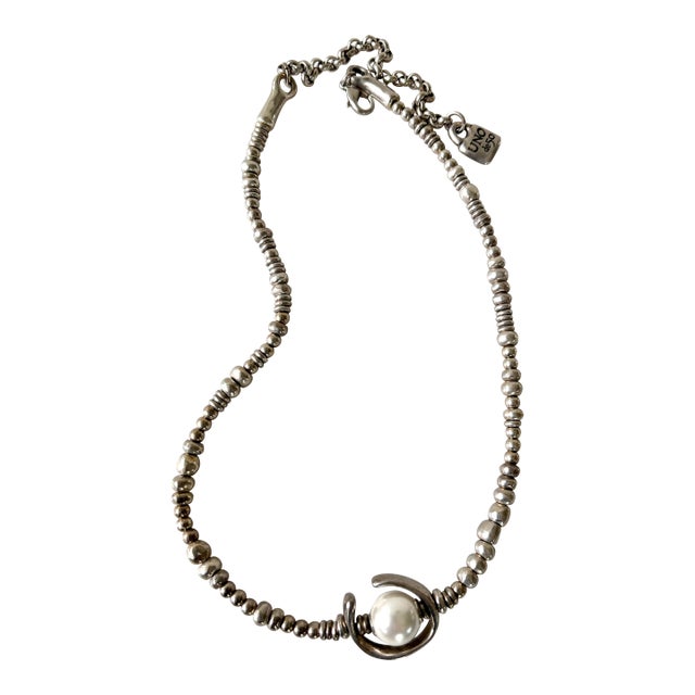 UNOde50 Silver Plate and Pearl Beaded Necklace For Sale
