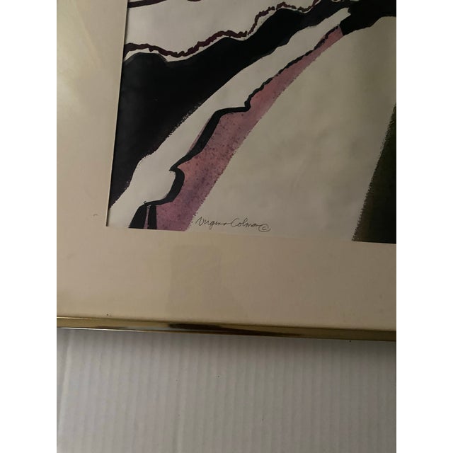 Black 1980s Virginia Colman. Abstract Water Colour Painting Artwork With Bold Colors and Dynamic Lines, Signed For Sale - Image 8 of 12