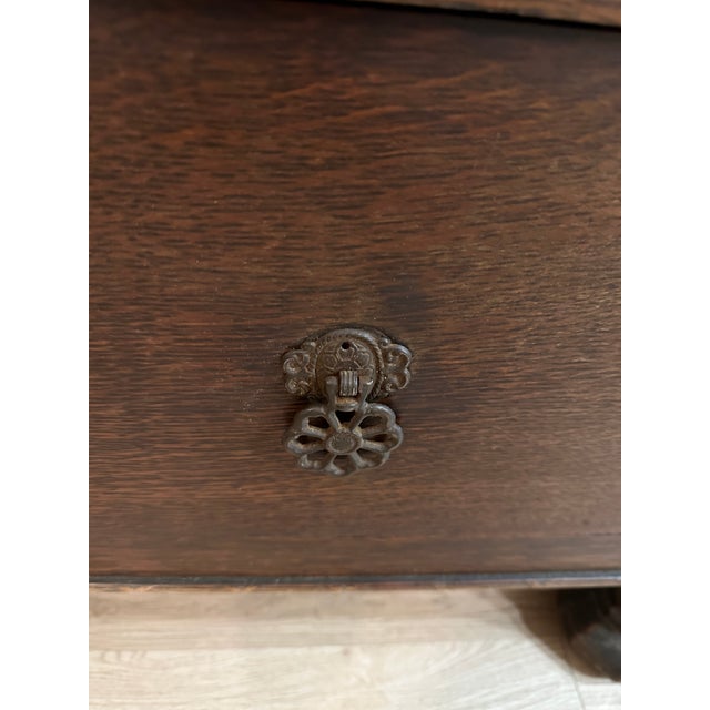 Early 20th Century British Made Art Nouveau Wardrobe Armoire With Stunning Carved Relief Accents and Hardware For Sale In Los Angeles - Image 6 of 12