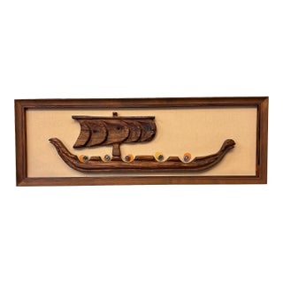 Mid Century Modern Witco Tiki Wall Art Framed Viking For Sale
