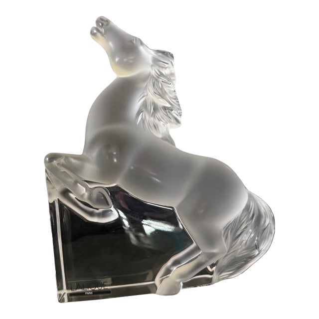 Lalique Crystal Kazak Large Rearing Horse 8.5” C. 1980s France For Sale