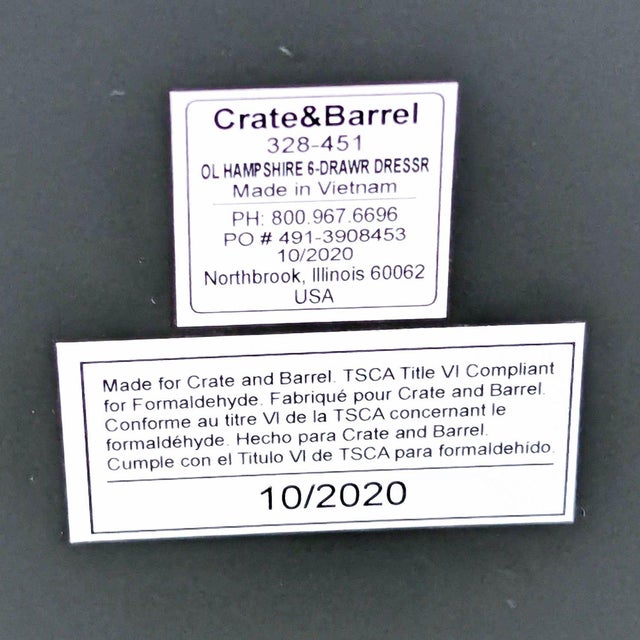 Gray Crate & Barrel Hampshire Modern 6-Drawer Dresser For Sale - Image 8 of 10