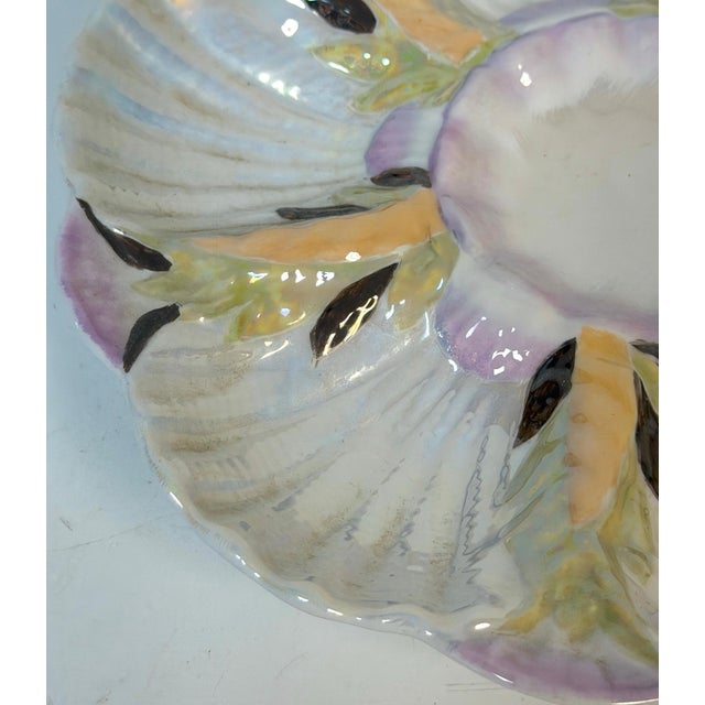 Limoges Naturalistic Luster Oyster Plate with Deep Center Well, France For Sale - Image 10 of 12