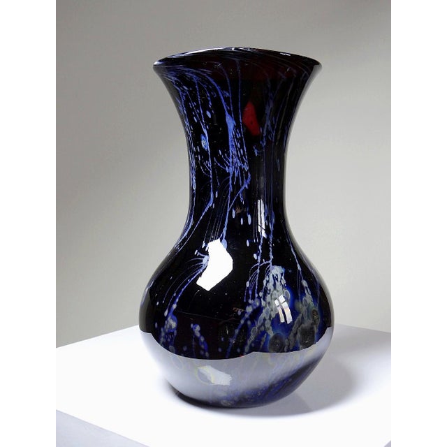 Black Large Vintage Purple Art Glass Vase with Silver Inclusions, 1960s For Sale - Image 8 of 16