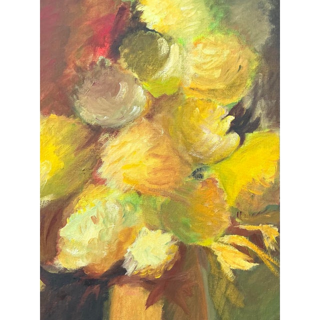 Vintage 1974 Floral Original Paining on Canvas For Sale - Image 11 of 12