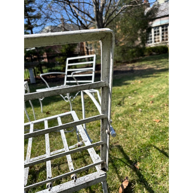 1960s Mid-Century Patio / Garden 4 Piece Set White Wrought Iron For Sale - Image 10 of 18