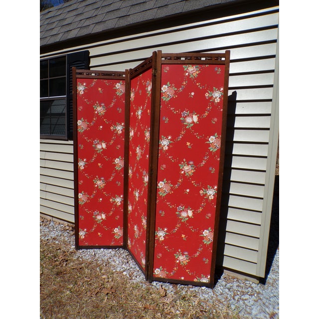 Art Deco Vintage 3 Panel Folding Room Divider Double Sided Privacy Dressing Screen For Sale - Image 3 of 12