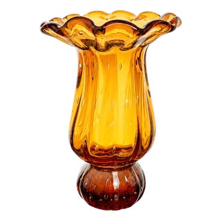 Vintage Amber Art Glass Vase from Egermann, Czechoslovakia, 1980s For Sale