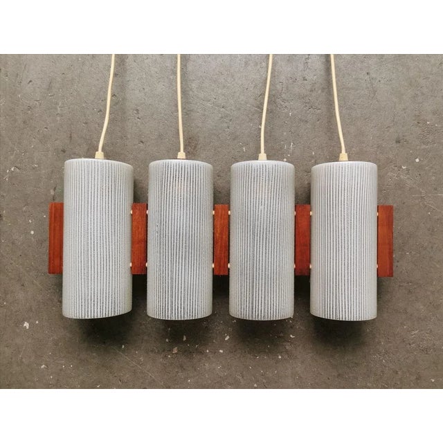 Mid-Century Modern Teak & Glass Ceiling Lamp, 1960s For Sale - Image 3 of 7