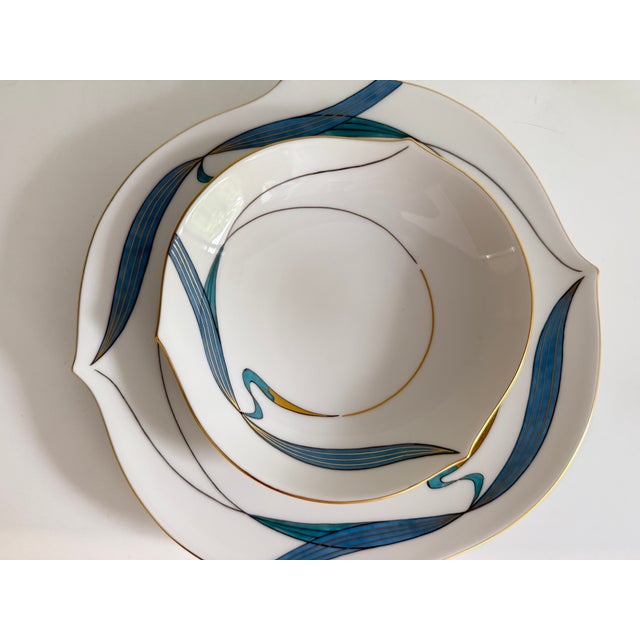 Form Wellenspiel Waterfowl Turquoise Coffee Cup with Saucer and Plate from Meissen, 1990s, Set of 3 For Sale - Image 10 of 11