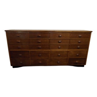 Vintage Dutch Oak Apothecary Filing Cabinet with Drawers, 1930s For Sale