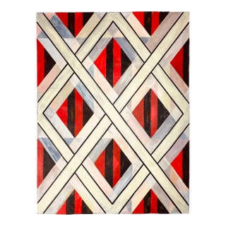 Mixed Media Geometric Composition With Red For Sale