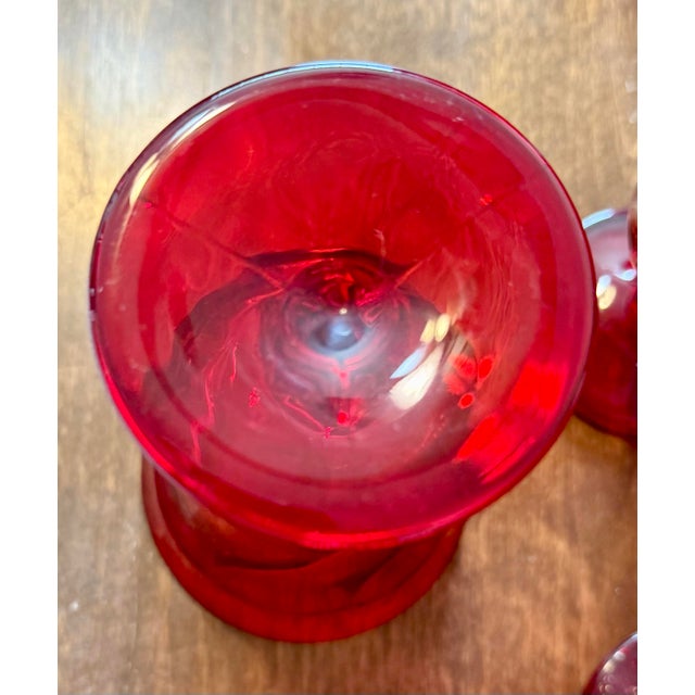 Mid 20th Century Fostoria Jamestown Ruby Red Water Goblets - Set of 5 For Sale - Image 9 of 12