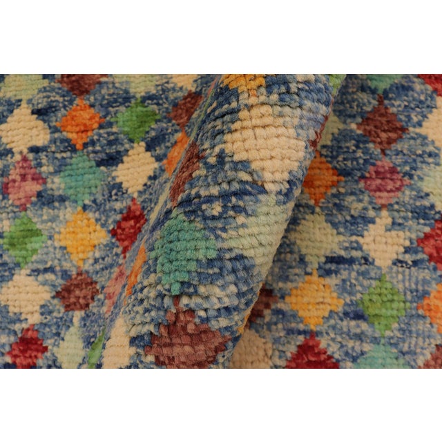 Blue Modern Balochi Blue/Gold Wool Rug - 3'6''x4'10'' For Sale - Image 8 of 11