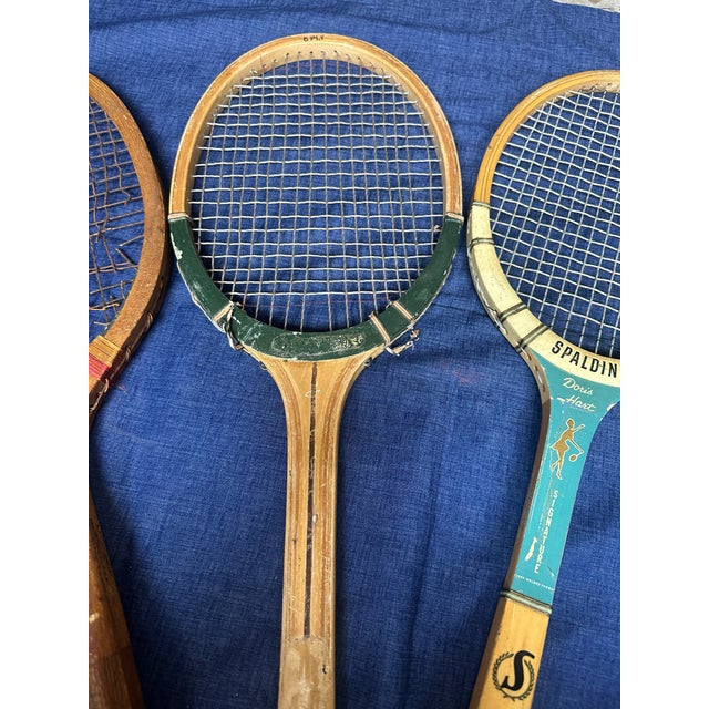 American Collection of Vintage Miscellaneous Wooden Tennis Rackets With Condition Issues For Sale - Image 3 of 6