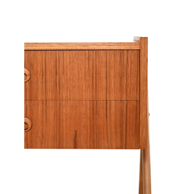 1960s Scandinavian Teak Bedside Table with Two Drawers, 1960s For Sale - Image 5 of 11