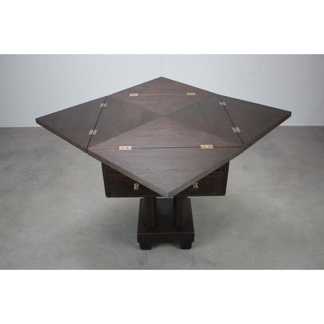 Antique English Quarter-Sawn Oak Envelope Games Table, 1900 For Sale - Image 11 of 18