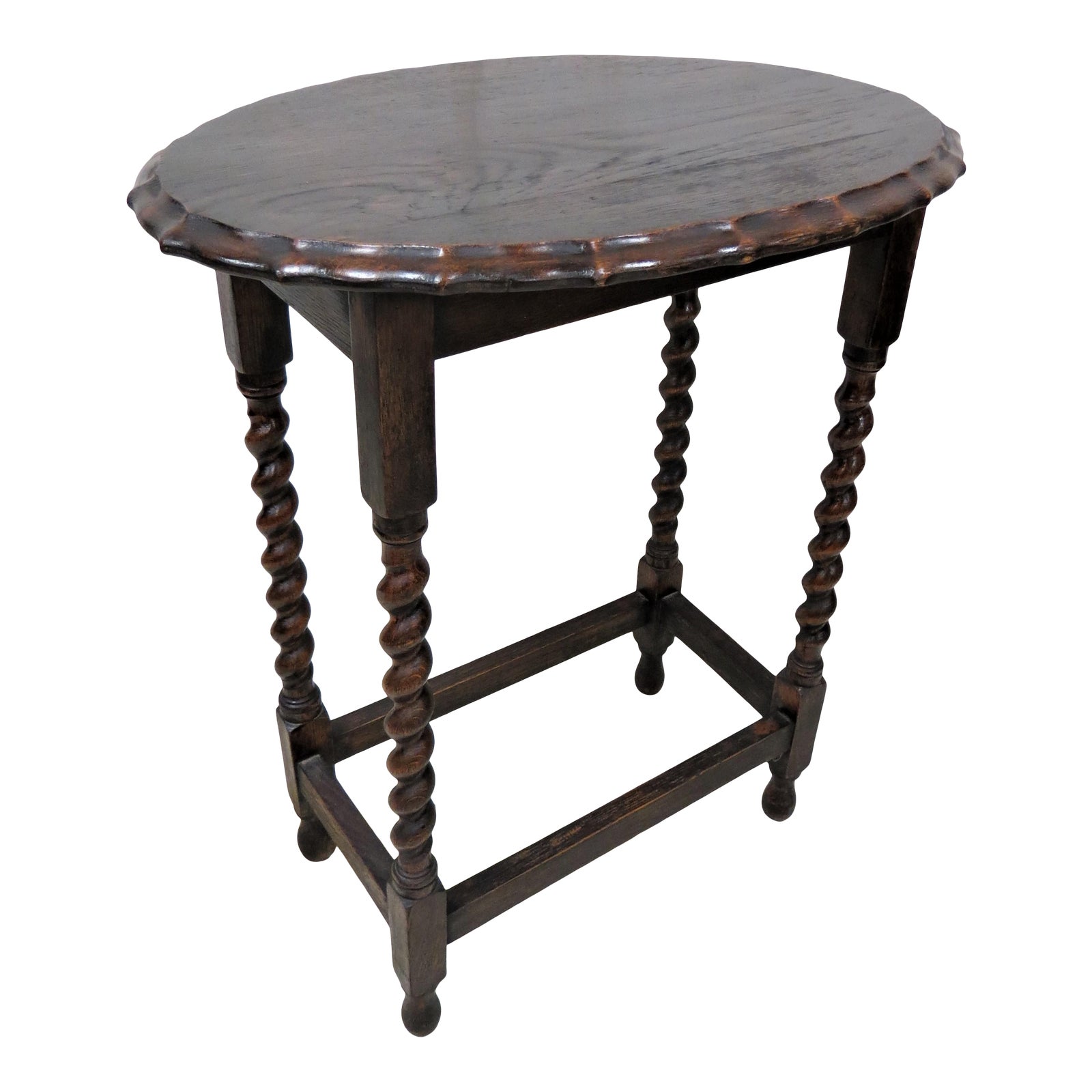 Antique English Barley Twist Scalloped Edge Oval Side Table Chairish