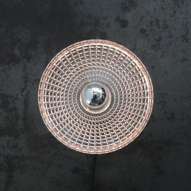 Holophane Glass, Cast Iron, and Brass Wall Lamp For Sale - Image 4 of 7