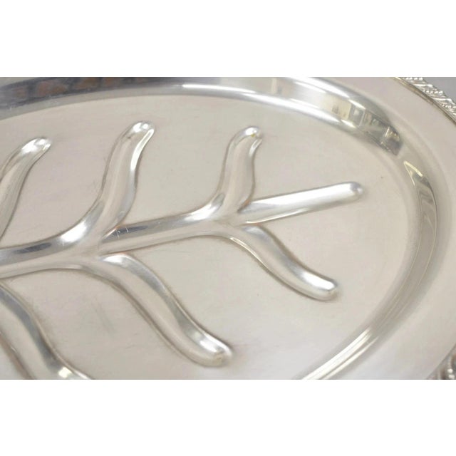 Vintage English Regency Silver Plated Oval Meat Cutlery Serving Platter Tray For Sale - Image 9 of 11